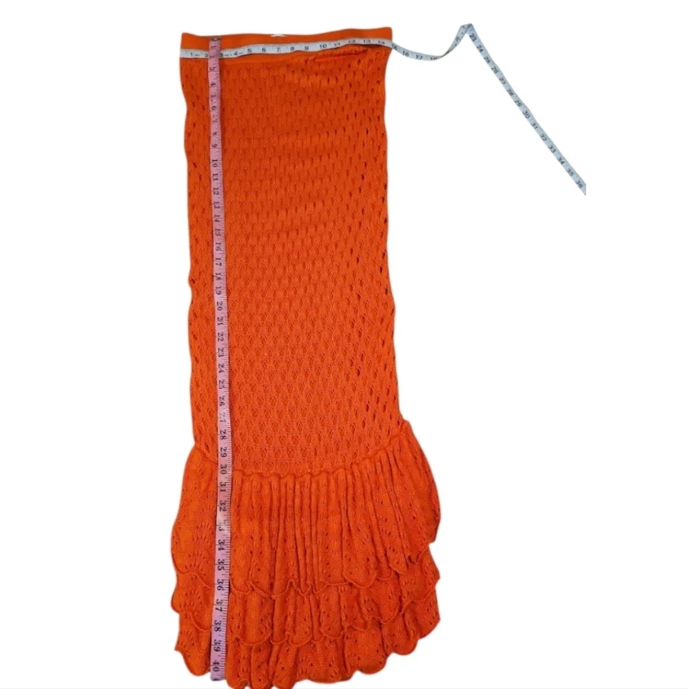 NWT Beach Riot Polly Crochet Maxi Swim Cover Up Skirt Orange L